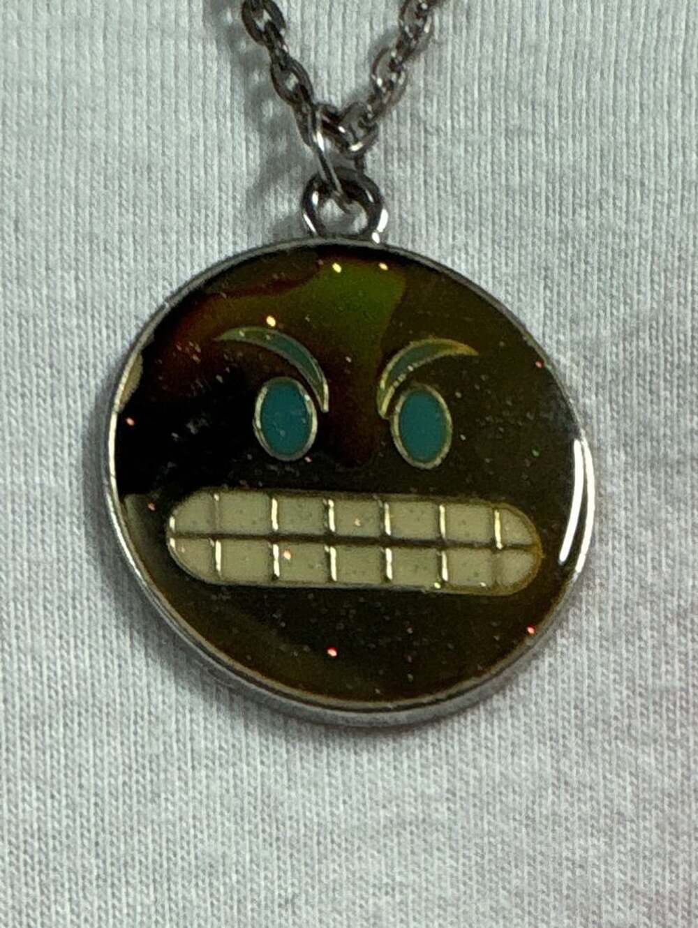 Ron English Style Grin Face Pendant Necklace